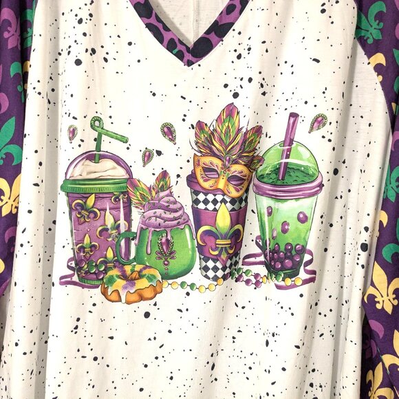 New! Plus Size 5X (52" Chest) Fleur de Lis Mardis Gras Shirt - Picture 1 of 5